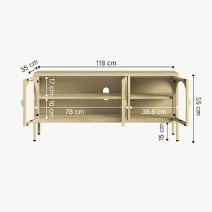 Dressoir Klippestad vitrinekast 118x35x55 cm camel [en.casa]