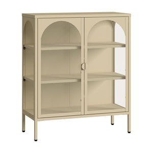 Dressoir Klippestad vitrinekast 95x80x35 cm camel [en.casa]