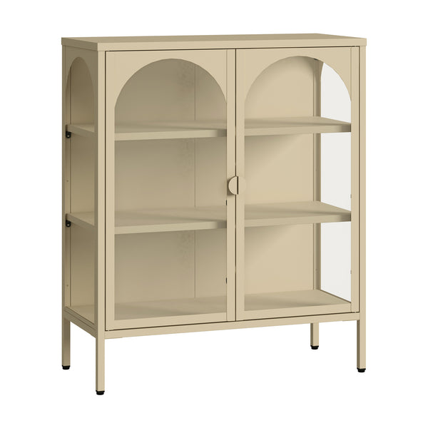 Dressoir Klippestad vitrinekast 95x80x35 cm camel [en.casa]