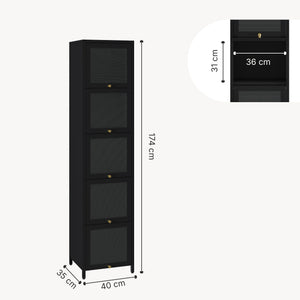 Vitrinekast Ostersund 174x40x35 cm zwart [en.casa]