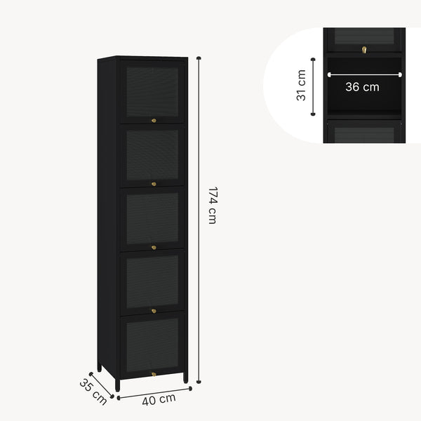 Vitrinekast Ostersund 174x40x35 cm zwart [en.casa]