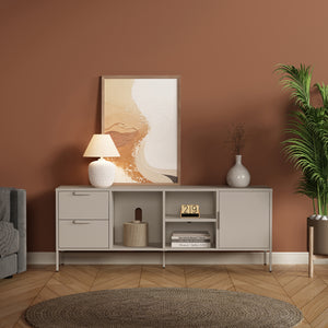 TV meubel Kliri met lades en deur 150x35x58 cm camel [en.casa] 