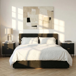 Nachtkastje set van 2 Olvehok 55x52x38 cm marmerlook wit en zwart [en.casa] 