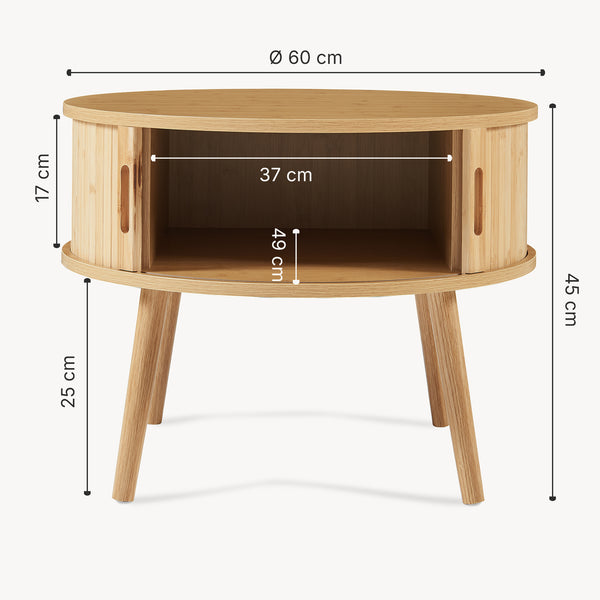 Nachtkastje Nordkapp rond 45x60 cm naturel [en.casa]