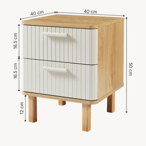 Nachtkastje Ferrersp 50x40x40 cm eikenkleurig havermout en naturel [en.casa]