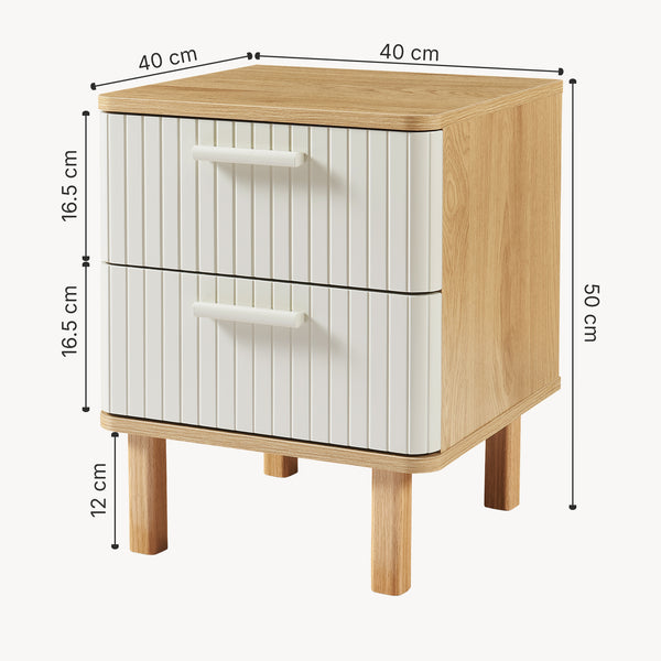 Nachtkastje Ferrersp 50x40x40 cm eikenkleurig havermout en naturel [en.casa]