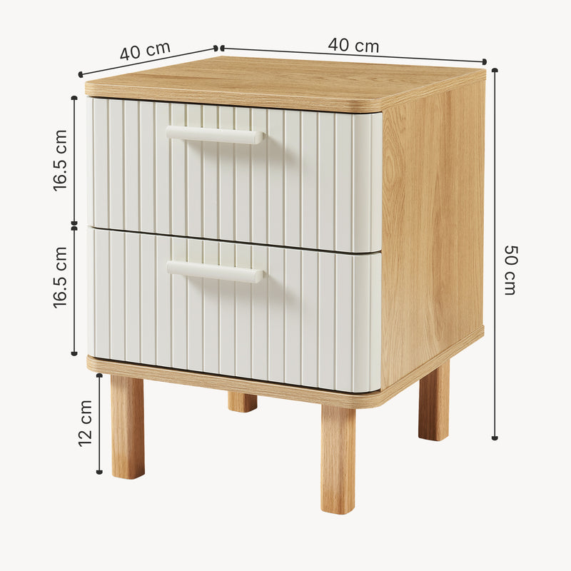Maatschets Nachtkastje Ferrersp 50x40x40 cm eikenkleurig havermout en naturel [en.casa]