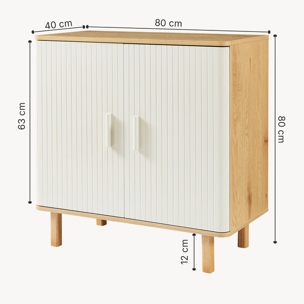 Commode Ferrersp 80x80x40 cm eikenkleurig havermout en naturel [en.casa]