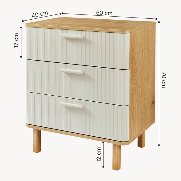 Commode Ferrersp 70x60x40 cm eikenkleurig havermout en naturel [en.casa]
