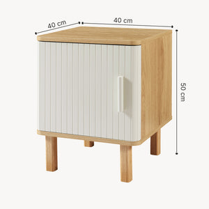 Nachtkast Ferrersp 50x40x40 cm eikenkleurig havermout en naturel [en.casa]