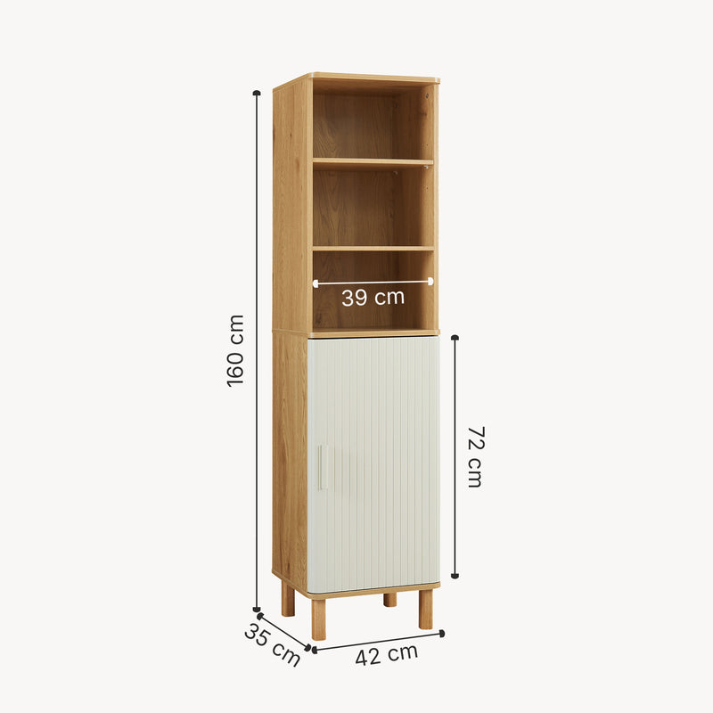 Maatschets Badkamerkast Ferrersp 160x42x35 cm eikenkleurig havermout en naturel [en.casa]