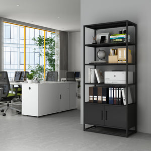 Boekenkast Hailuoto met kast 180x80x40 cm zwart [en.casa] 