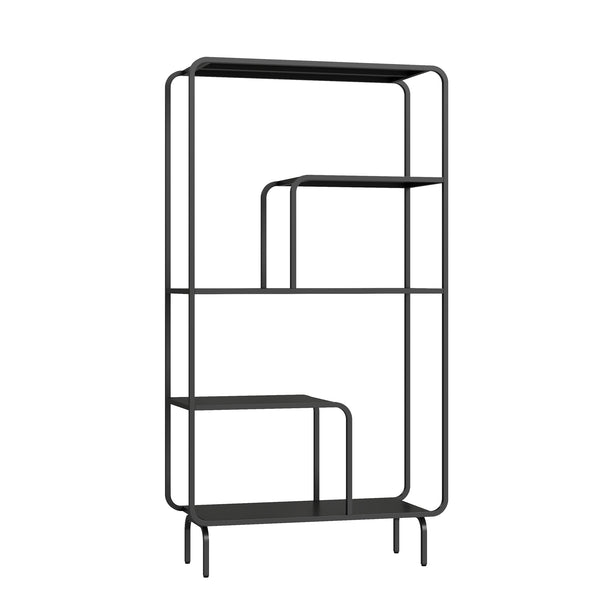 Boekenkast Færder 145x76x33 cm zwart mat [en.casa]