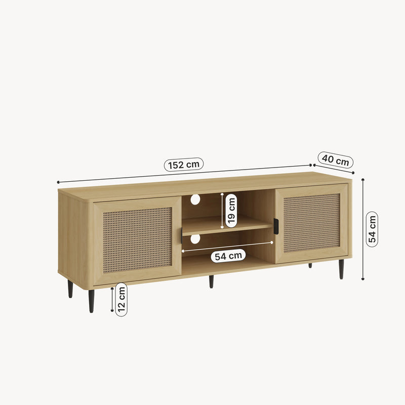 Maatschets Tv-meubel Lukhomso 152x40x54 cm eikenkleurig en zwart [en.casa]