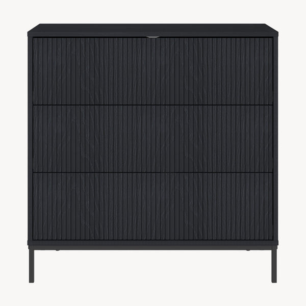Ladekast Nykapin commode met 3 lades 80x80x40 cm zwart [en.casa] 