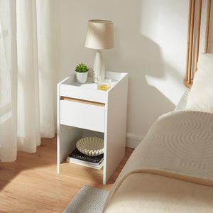 Nachtkastje Lure 55x30x35 cm wit en eikenkleurig [en.casa]