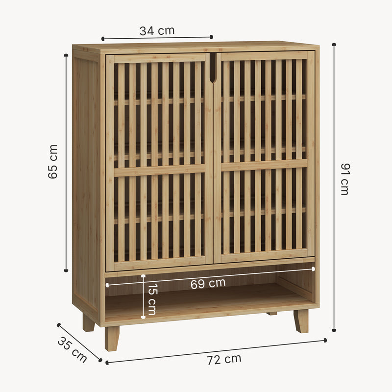 Maatschets Schoenenkast Sirgerg bamboe 91x72x35 cm naturel [en.casa]