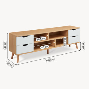 Tv-meubel Bordkak 140x30x45 cm eikenkleurig en wit [en.casa]