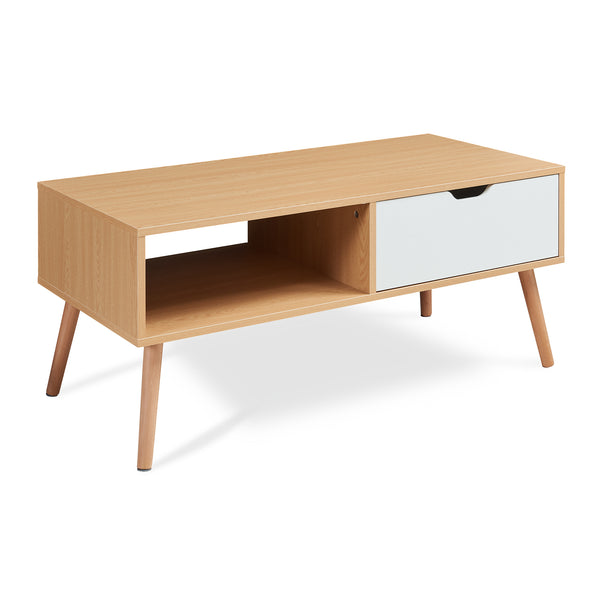 Salontafel Bordkak 100x48x45 cm eikenkleurig en wit [en.casa]