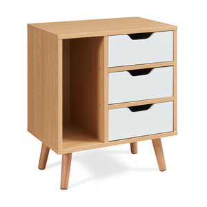 Nachtkastje Bordkak 55x48x30 cm eikenkleurig en wit [en.casa]