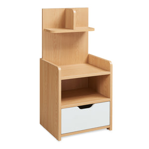 Nachtkastje Bordkak met opbergrek 75x35x30 cm eikenkleurig en wit [en.casa]