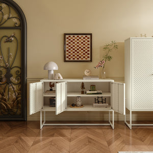 Dressoir Viitasaari commode met 3 deuren 120x40x80 cm crèmewit [en.casa]