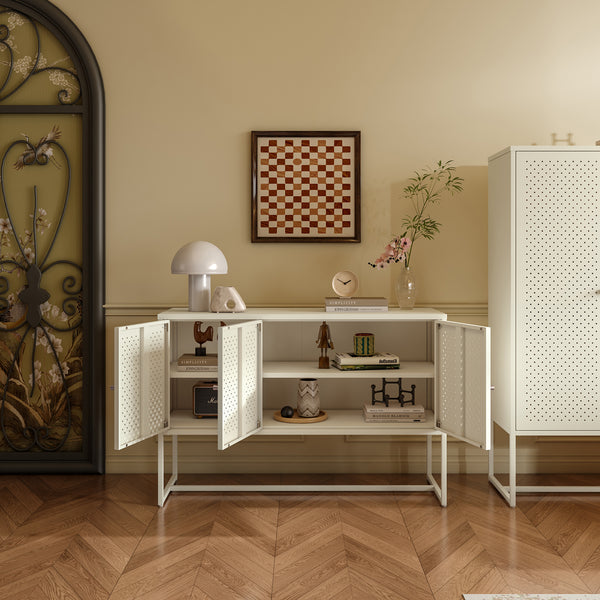 Dressoir Viitasaari commode met 3 deuren 120x40x80 cm crèmewit [en.casa]