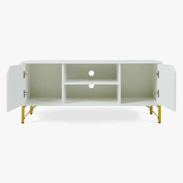 Tv-meubel Reyri 120x39x52 cm wit en goudkleurig [en.casa]