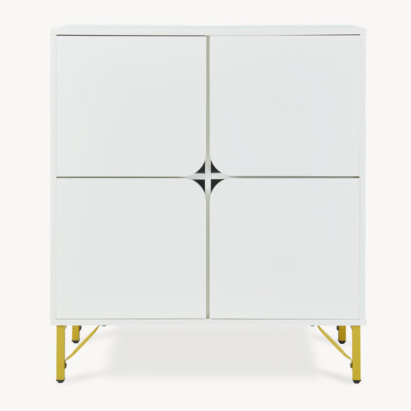 Sideboard Reyri 90x80x35 cm Wit/Goudkleurig [en.casa]