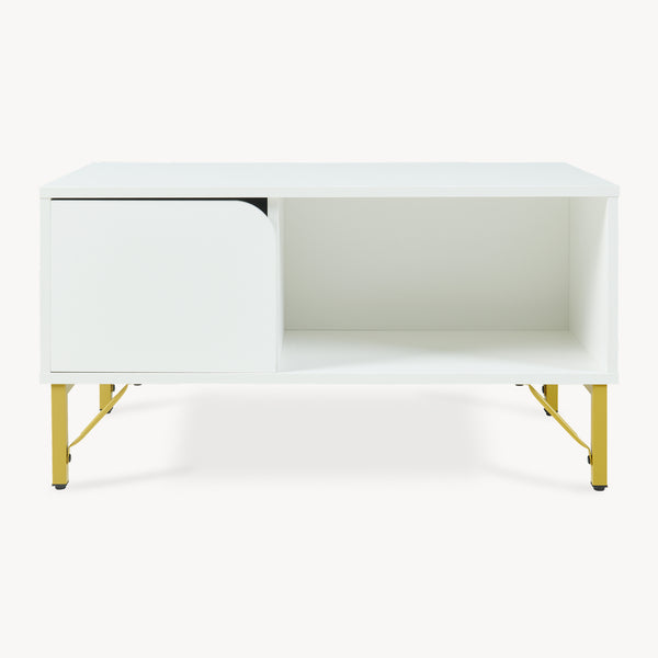 Salontafel Reyri 80x45x42 cm Wit/Goudkleurig