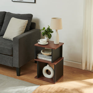 Bijzettafel 'Trond' met 2 open vakken 50 x 33 x 29 cm Zwart/walnootlook