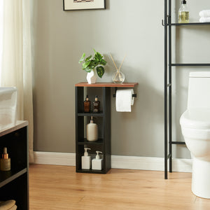 Toiletpapierhouder Trond 60x40x16 cm Zwart/Walnootlook [en.casa]