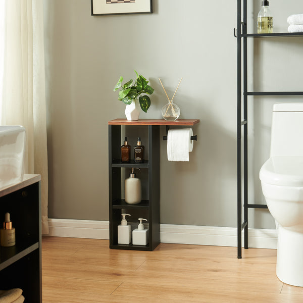 Toiletpapierhouder Trond 60x40x16 cm Zwart/Walnootlook [en.casa]