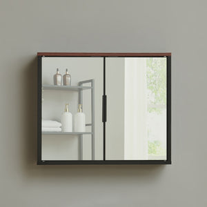 Spiegelkast Trond 50x60x15 cm Zwart/Walnootlook [en.casa]
