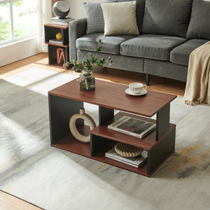 Salontafel Trond 80x40x42 cm Zwart/Walnoot [en.casa]