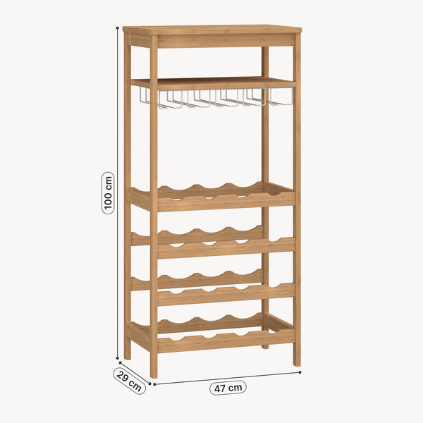 Wijnrek Fillby met glashouder bamboe 80x30x85 cm naturel [en.casa] 