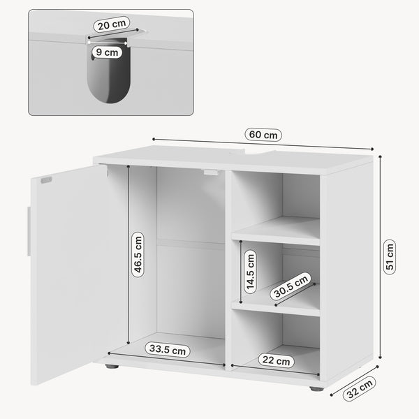 Waskomonderkast Kulaik 51x60x32 cm Wit [en.casa]