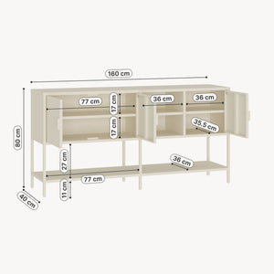 Dressoir Kliri 160x40x80 cm crèmewit [en.casa] 