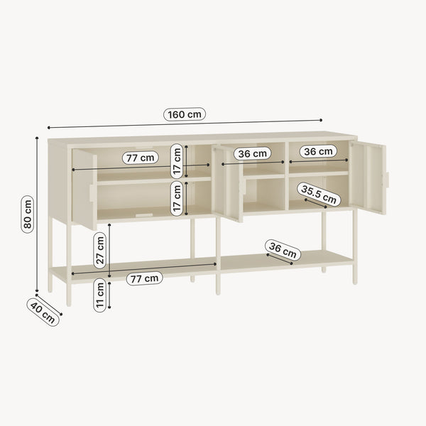 Dressoir Kliri 160x40x80 cm crèmewit [en.casa] 