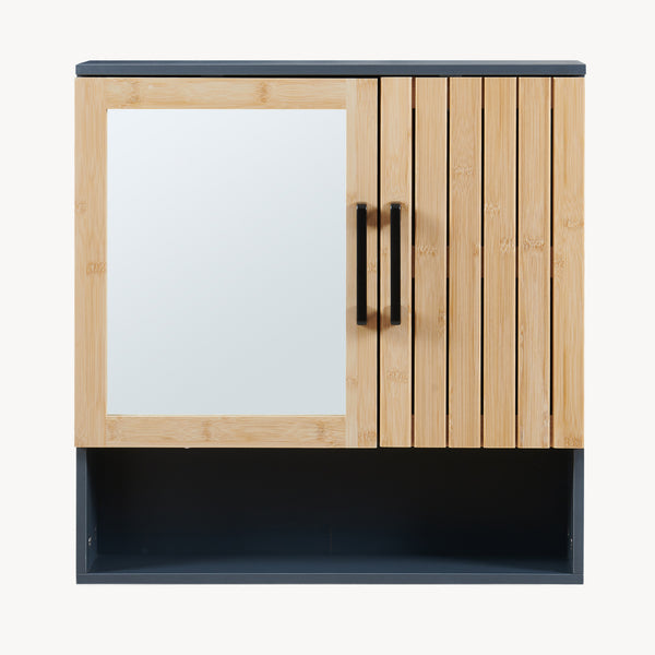 Spiegelkast Svanes 58x56x13 cm Donkergrijs/Natuur [en.casa]