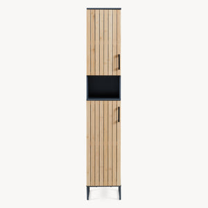 Hoogkast Svanes 170x30x30 cm Donkergrijs/Natuur [en.casa]