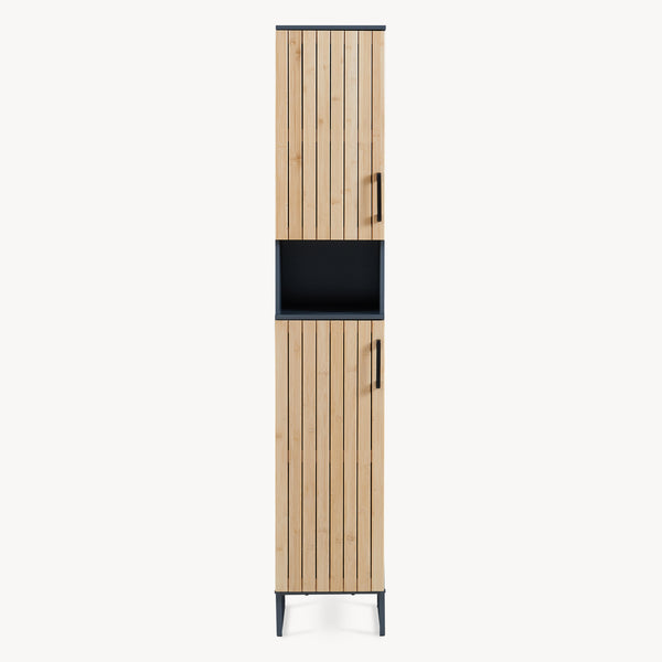 Hoogkast Svanes 170x30x30 cm Donkergrijs/Natuur [en.casa]