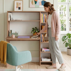 Bureau Onega met opbergrek 143x114x40 cm houtkleurig [en.casa]