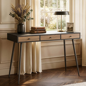 Bureau Tumba 115x48x76 cm Zwart/Walnootlook [en.casa]