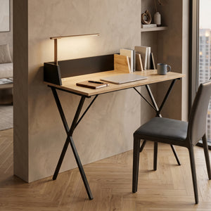 Bureau Kappespoo 84x80x50 cm Zwart/Eikenlook [en.casa]