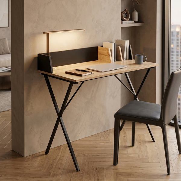 Bureau Kappespoo 84x80x50 cm Zwart/Eikenlook [en.casa]