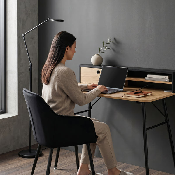 Bureau Var 93x90x50 cm Zwart/Eikenlook [en.casa]