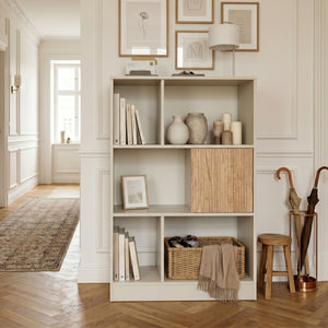 Boekenkast Karena 112x70x30 cm Crèmewit/Eikenlook [en.casa]