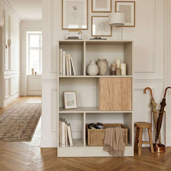 Boekenkast Karena 112x70x30 cm Crèmewit/Eikenlook [en.casa]