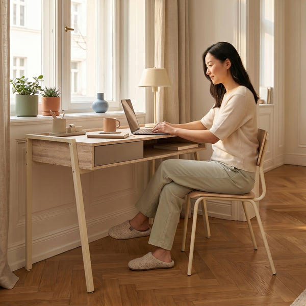 Bureau Boderas 107x55x78 cm Beige/Travertijn [en.casa]